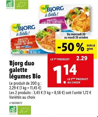 Bjorg duo galette légumes bio