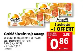 Lidl Gerblé biscuits soja orange offre