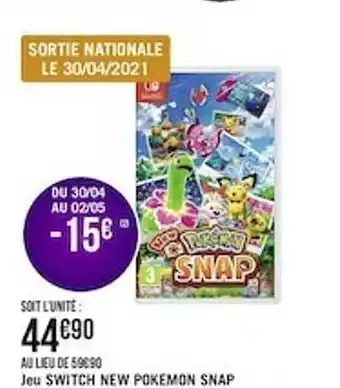 Géant Casino Jeu Switch New Pokemon Snap offre