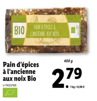 Lidl Pain d'épices à l'ancienne aux noix bio offre