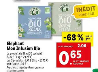 Lidl Elephant mon infusion bio offre