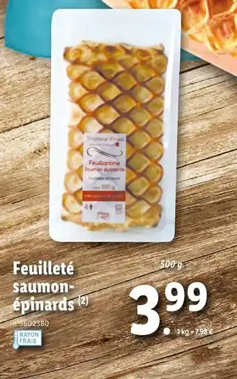 Lidl Feuilleté saumon-épinards offre