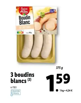 Lidl 3 Boudins blancs offre