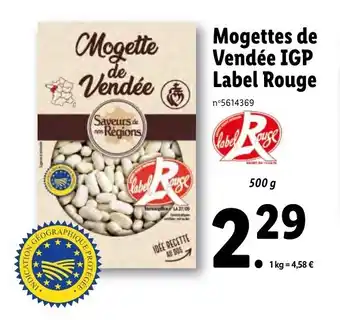 Lidl Mogettes de vendée IGP label rouge offre