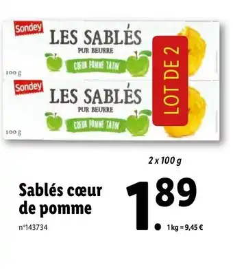 Lidl Sablés cœur de pomme offre