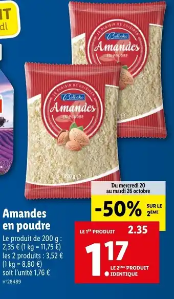 Lidl Amandes en poudre offre