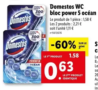 Lidl Domestos WC bloc power 5 océan offre
