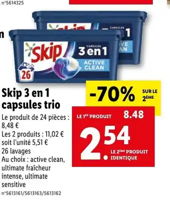 Lidl Skip 3 en 1 capsules trio offre