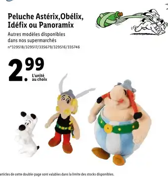 Peluche Astérix, Obélix, Idéfix ou Panoramix
