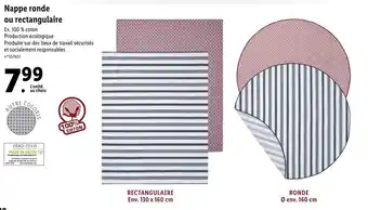 Lidl Nappe ronde ou rectangulaire offre