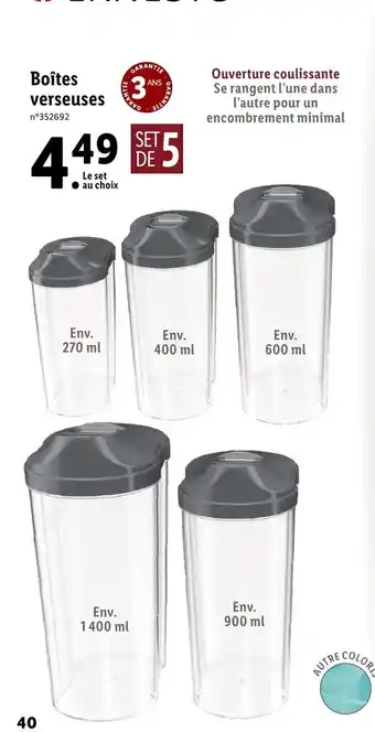 Lidl Boîtes verseuses offre