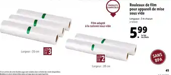Rouleaux de film pour appareil de mise sous vide