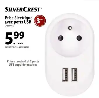 Lidl Prise électrique avec ports USB offre