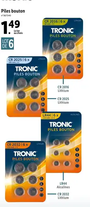 Lidl Piles bouton offre