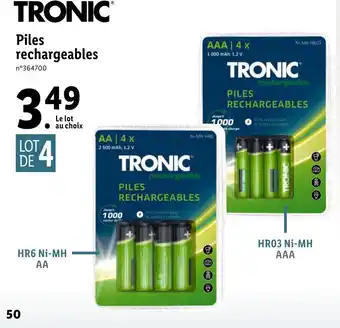 Lidl Piles rechargeables offre