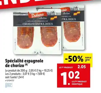 Lidl Spécialité espagnole de chorizo offre