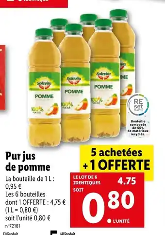 Lidl Pur jus de pomme offre