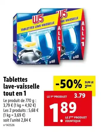 Lidl Tablettes lave-vaisselle tout en 1 offre