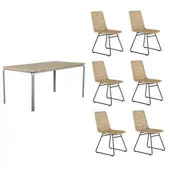 Brico Cash Ensemble table ASTI en bois d'acacia FSC 160 cm et 6 chaises offre