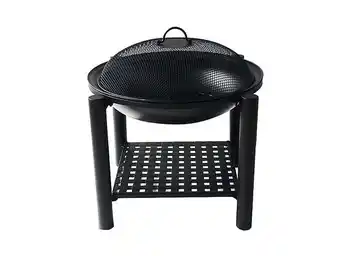 Brasero d'extérieur avec couvercle de protection en acier noir
