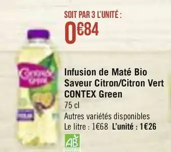 Casino Supermarchés Infusion de Maté Bio Saveur Citron/Citron Vert Green offre
