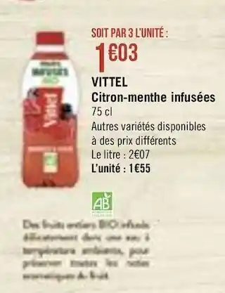 Casino Supermarchés VITTEL Citron-menthe infusées offre