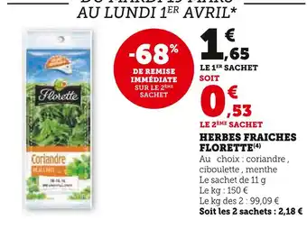 U Express FLORETTE HERBES FRAICHES offre