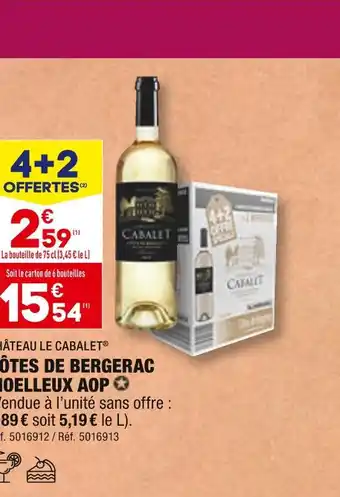 ALDI CHÂTEAU LE CABALET CÔTES DE BERGERAC MOELLEUX AOP offre