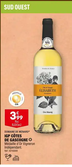 ALDI DOMAINE DE MENARD IGP CÔTES DE GASCOGNE offre