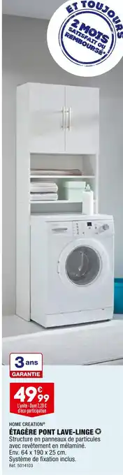 ALDI HOME CREATION ÉTAGÈRE PONT LAVE-LINGE offre