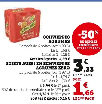 Super U SCHWEPPES SCHWEPPES AGRUMES offre