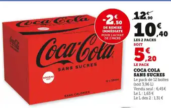 Super U COCA COLA COCA COLA SANS SUCRES offre