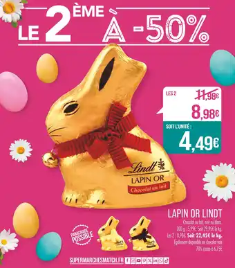 Match LINDT LAPIN OR offre