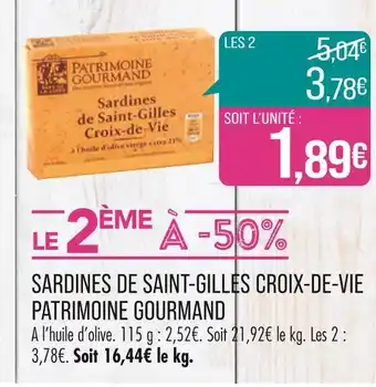 Match PATRIMOINE GOURMAND SARDINES DE SAINT-GILLES CROIX-DE-VIE offre