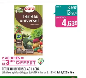 Match CORA TERREAU UNIVERSEL 40 L offre