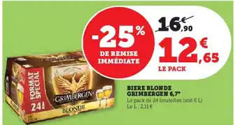 Hyper U BIERE BLONDE GRIMBERGEN 6,7° offre