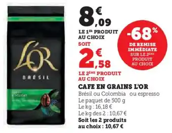 Hyper U CAFE EN GRAINS L'OR offre