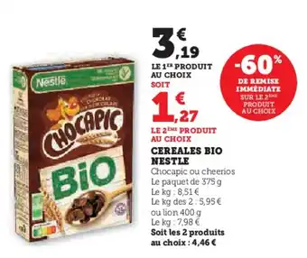 Hyper U CEREALES BIO NESTLE offre