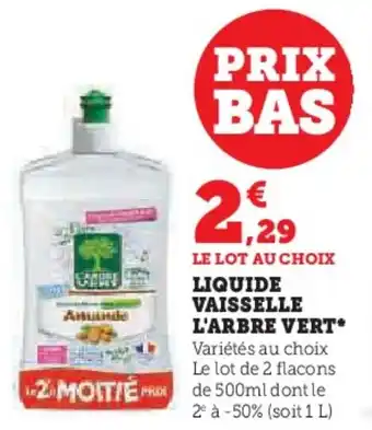 Hyper U LIQUIDE VAISSELLE L'ARBRE VERT* offre