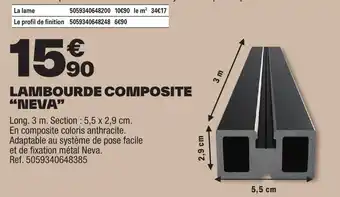 Brico Dépôt LAME DE TERRASSE COMPOSITE CHOCOLAT "NEVA" offre