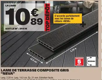 Brico Dépôt LAME DE TERRASSE COMPOSITE GRIS "NEVA" offre
