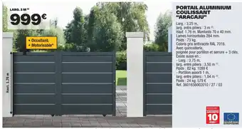 Brico Dépôt PORTAIL ALUMINIUM COULISSANT offre