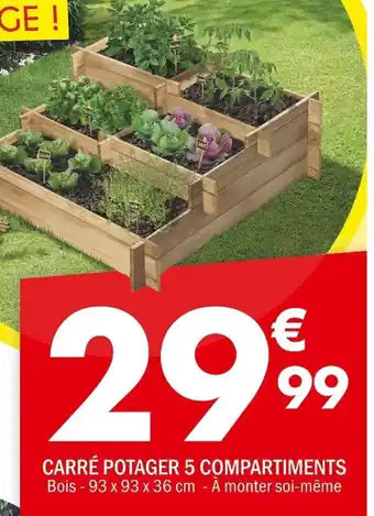 CARRĂ POTAGER 5 COMPARTIMENTS Bois - 93 x 93 x 36 cm - A monter soi-mĂȘme