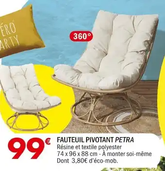 La Foir'Fouille FAUTEUIL PIVOTANT PETRA Résine et textile polyester offre