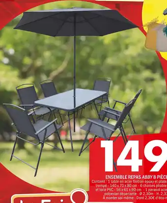 La Foir'Fouille ENSEMBLE REPAS ABBY 8 PIÈCES offre