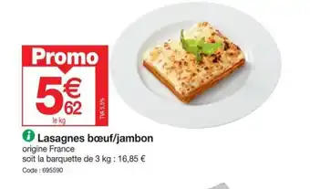 Promocash Lasagnes bœuf/jambon origine France offre