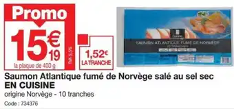 Promocash Saumon Atlantique fumé de Norvège salé au sel sec EN CUISINE offre