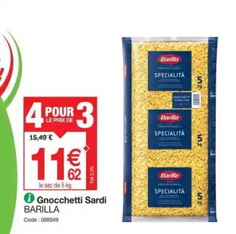 Promocash Gnocchetti Sardi BARILLA offre
