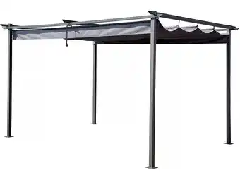 Pergola avec toit rétractable - 3 x 4 m - Gris