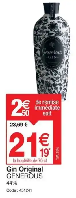 Promocash Gin Original GENEROUS offre